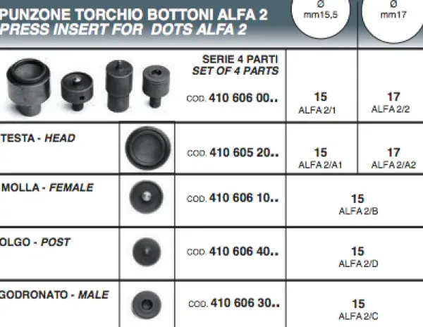 Hot Punzone da Torchio per Montare Bottoni a Pressione 17mm Completo Punzoni Per Bottoni Automatici