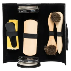 Discount Set Completo con Confezione in Pelle per la Pulizia delle Scarpe - Cassette Porta Lucidi Da Scarpe|Set Pulizia Scarpa